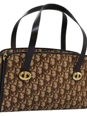 Christian Dior Trotter Canvas Hand Bag Brown Auth 113223